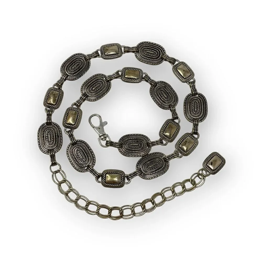 Metal Silver Tone Bohemian Chain Belt Women’s One Size